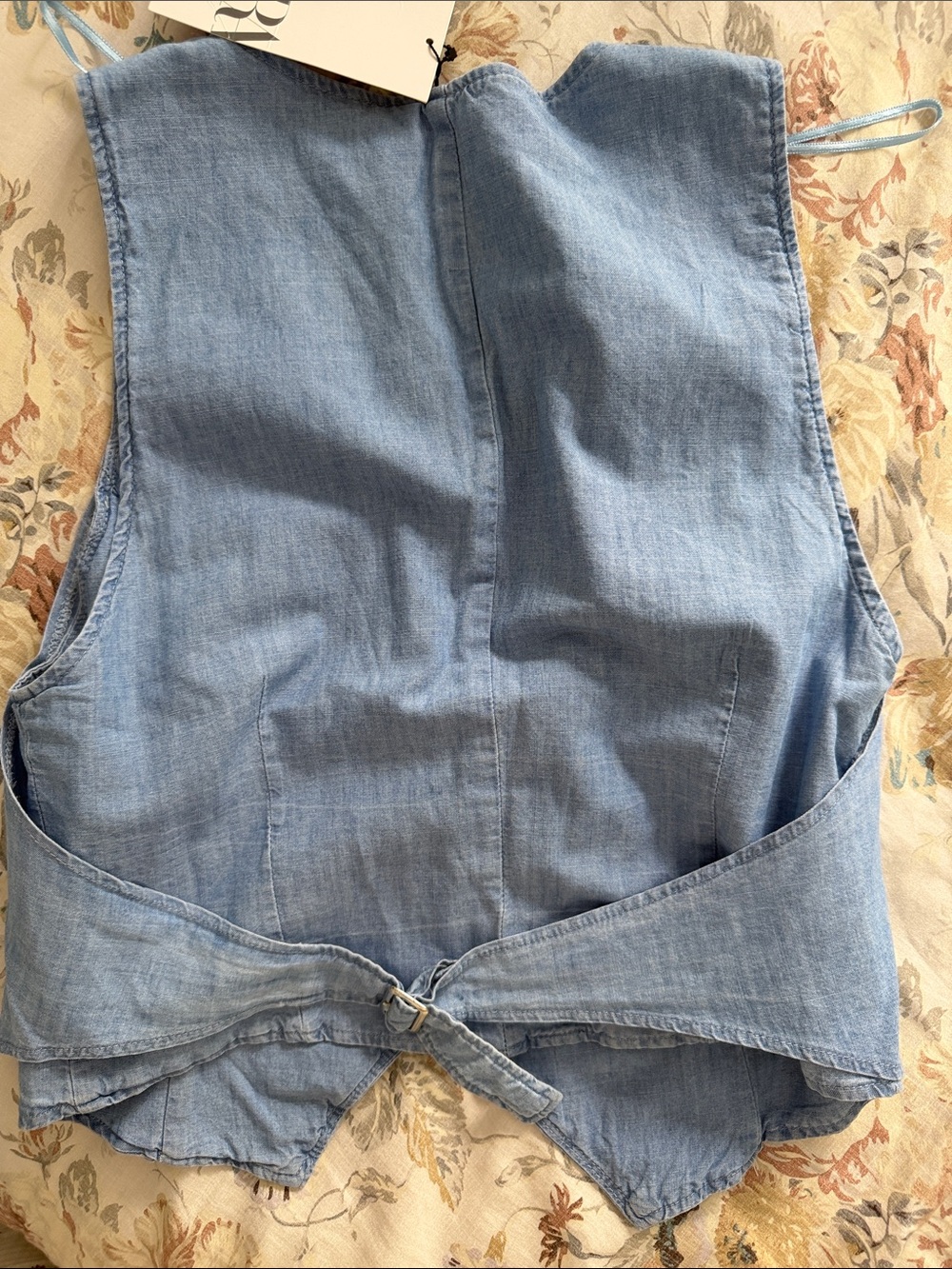 Zara Light Blue Denim V-Neck Vest - Picture 2 of 2